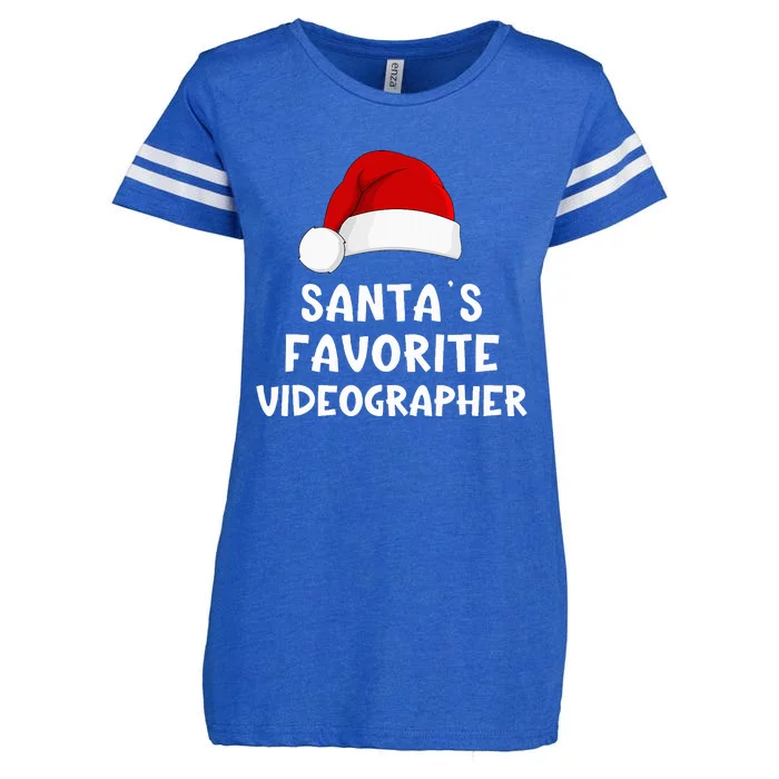 Christmas Santa's Favorite Videographer Xmas Pajama Enza Ladies Jersey Football T-Shirt