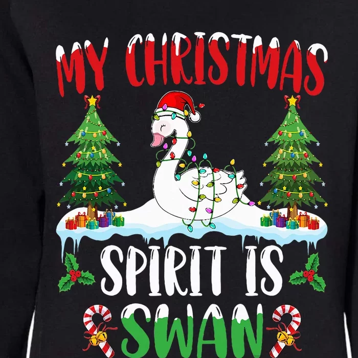 Christmas Swan Festive Holiday Spirit with Santa Hat Womens California Wash Sweatshirt