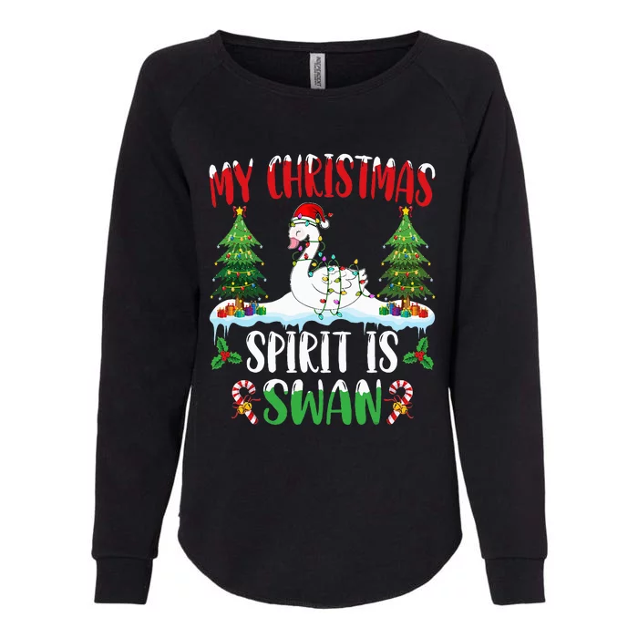 Christmas Swan Festive Holiday Spirit with Santa Hat Womens California Wash Sweatshirt