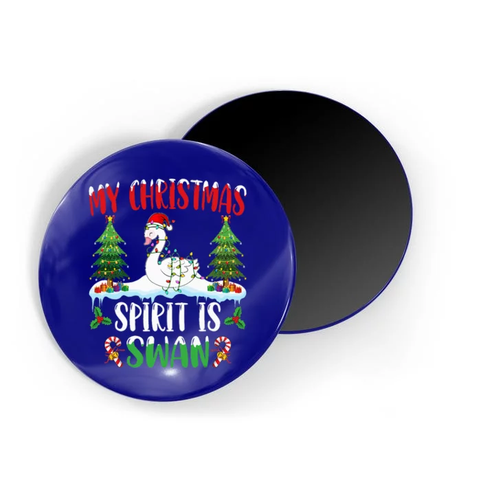 Christmas Swan Festive Holiday Spirit with Santa Hat Magnet