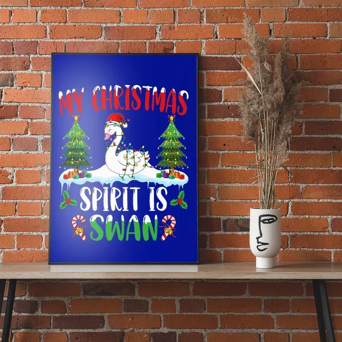 Christmas Swan Festive Holiday Spirit with Santa Hat Poster