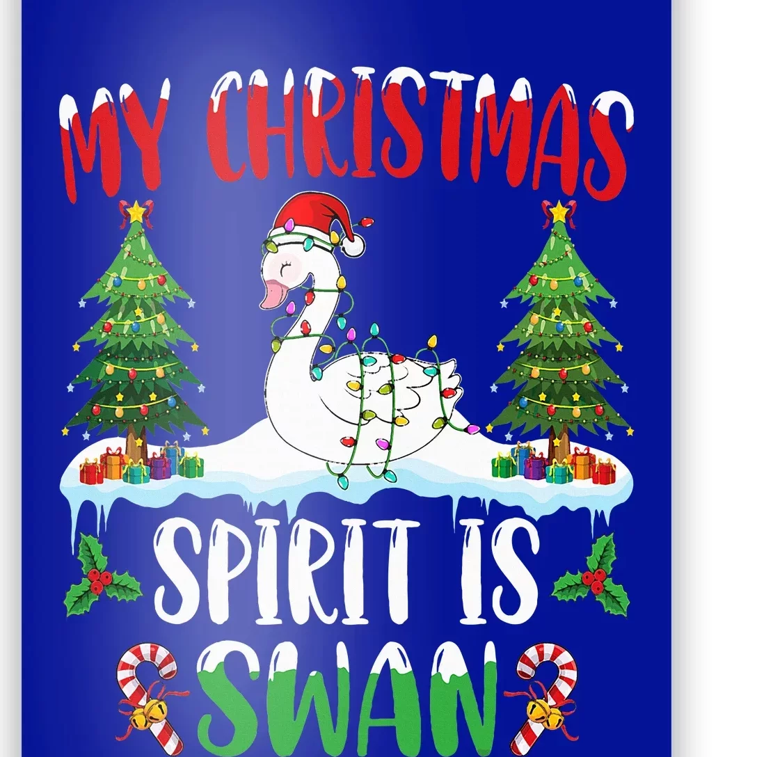 Christmas Swan Festive Holiday Spirit with Santa Hat Poster