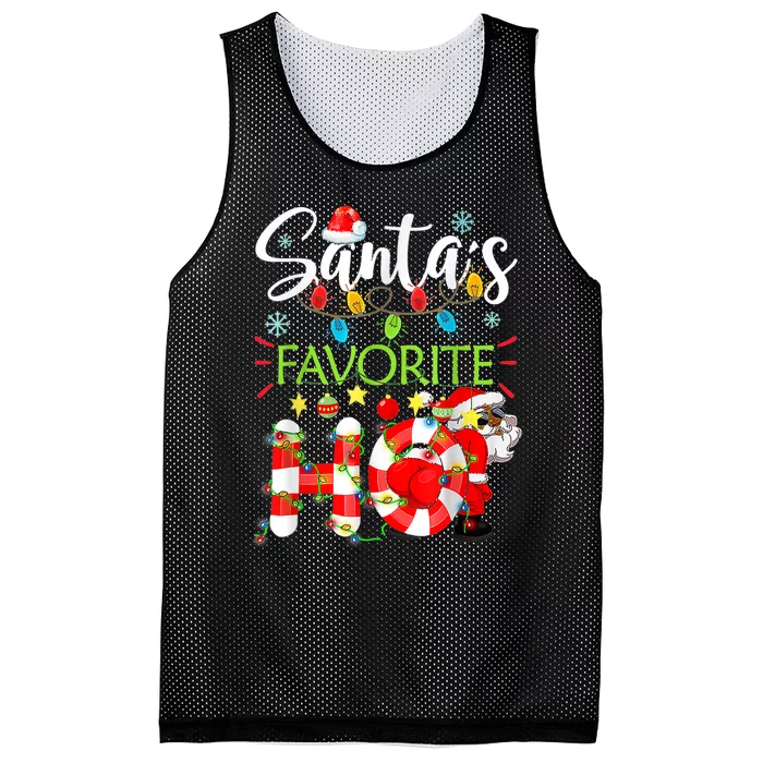 Christmas Santa's Favorite Ho Xmas Pajama Funny Naughty Mesh Reversible Basketball Jersey Tank