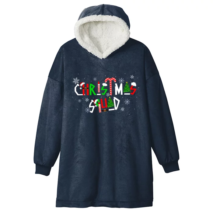 Christmas Squad Funny Team Group Santa Xmas Tree Candy Decor Cute Gift Hooded Wearable Blanket