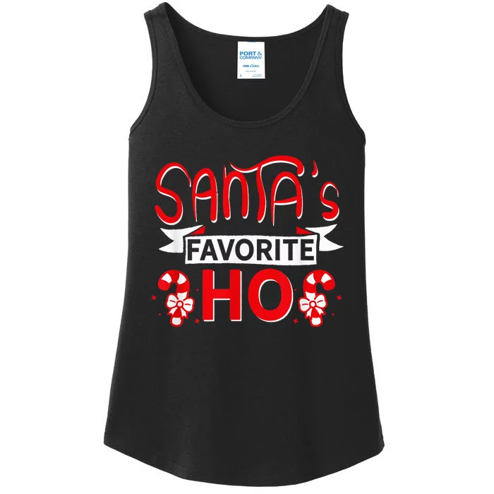 Christmas Santa's Favorite HO |  Wo Gift Shirt Ladies Essential Tank