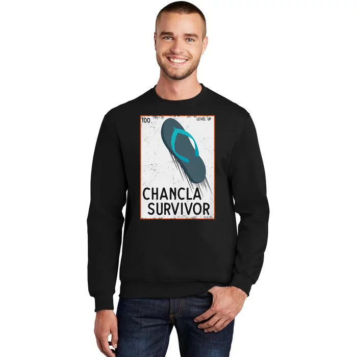 Chancla Survivor Funny Spanish Joke Tall Sweatshirt