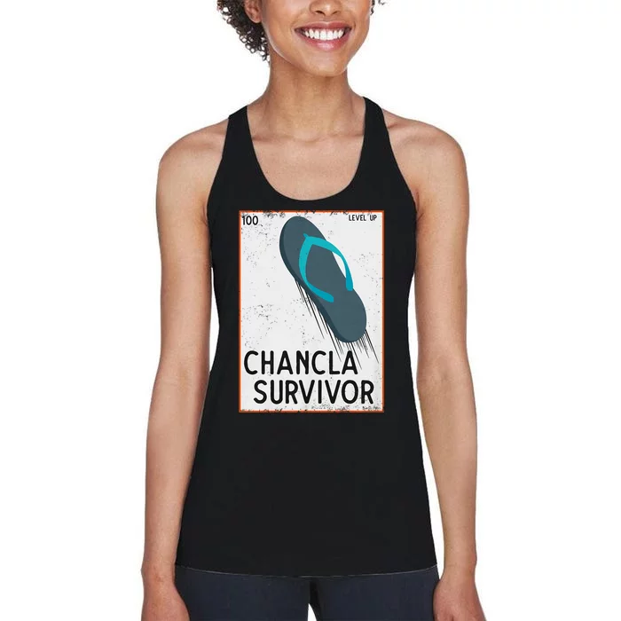 Chancla Survivor Funny Spanish Joke Women's Racerback Tank