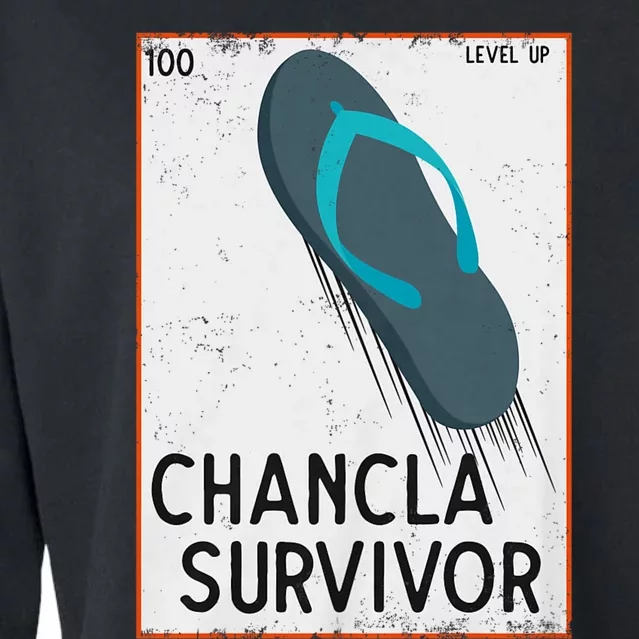 Chancla Survivor Funny Spanish Joke Cropped Pullover Crew