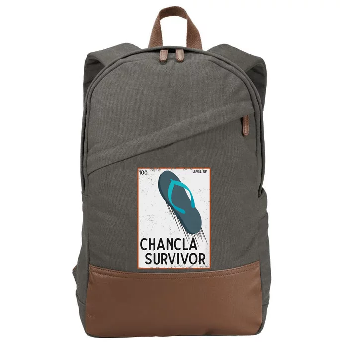 Chancla Survivor Funny Spanish Joke Cotton Canvas Backpack