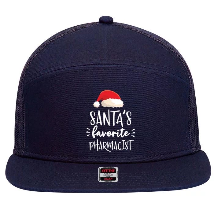 Christmas SantaS Favorite Pharmacist Pharmacy Gift Cool Gift 7 Panel Mesh Trucker Snapback Hat