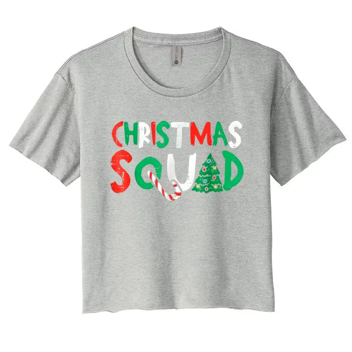 Christmas Squad Family Group Matching Shirts Funny Santa Elf Women's Crop Top Tee