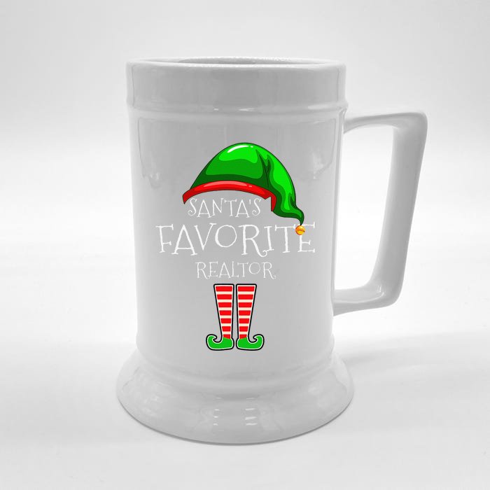 Christmas Santas Favorite Realtor Elf Xmas Front & Back Beer Stein