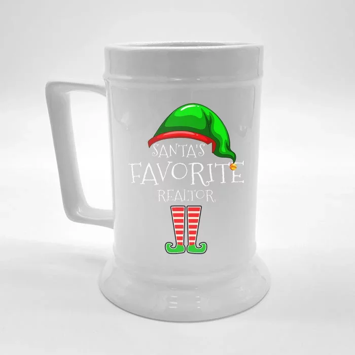 Christmas Santas Favorite Realtor Elf Xmas Front & Back Beer Stein