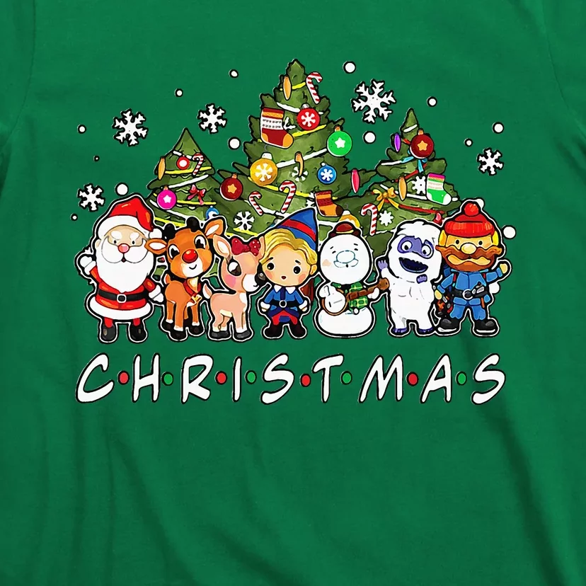 Christmas Santa Friends Reindeer Snowman Family Xmas Holiday T-Shirt