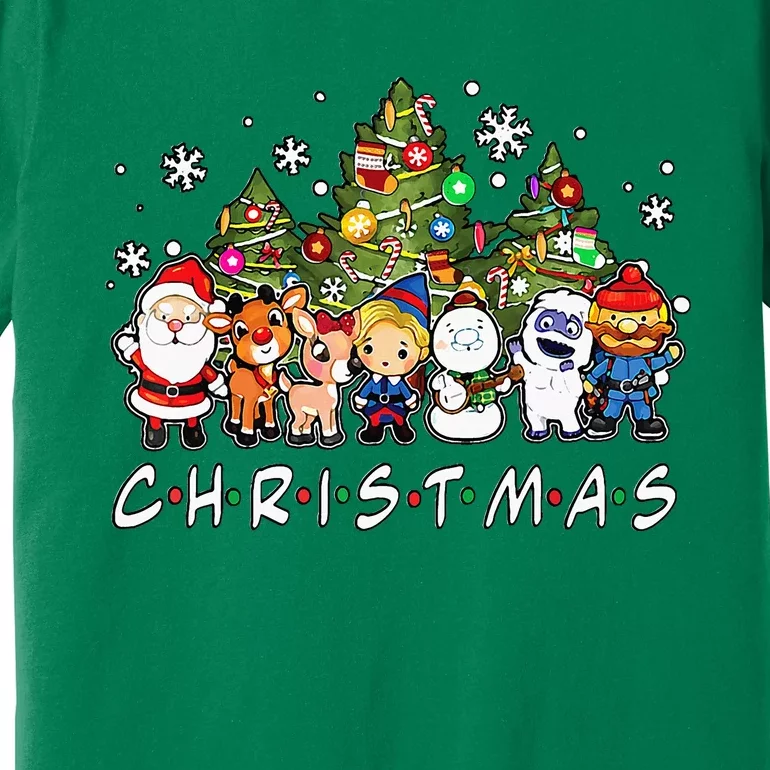 Christmas Santa Friends Reindeer Snowman Family Xmas Holiday Premium T-Shirt