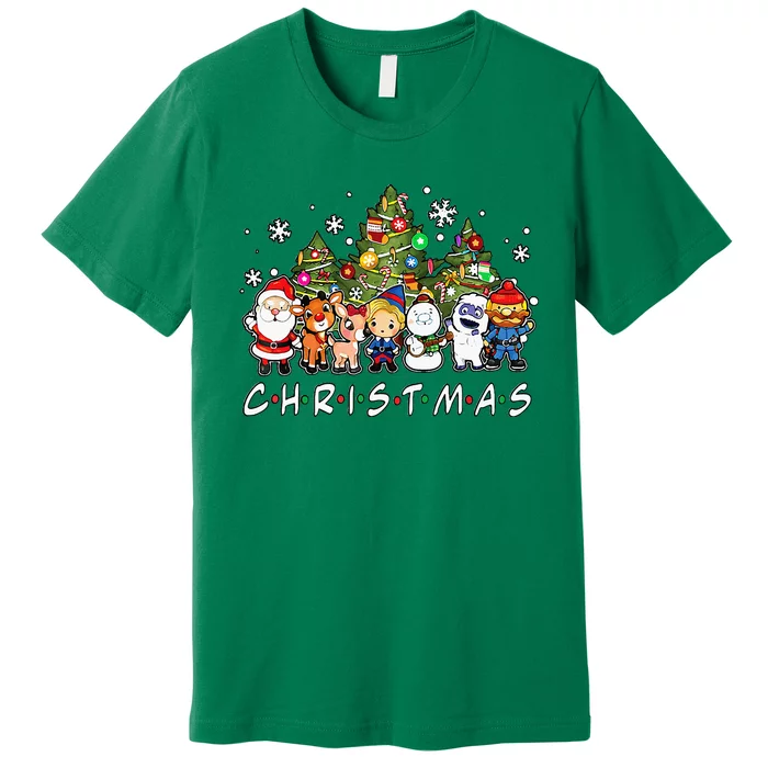 Christmas Santa Friends Reindeer Snowman Family Xmas Holiday Premium T-Shirt