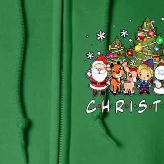 Christmas Santa Friends Reindeer Snowman Family Xmas Holiday Full Zip Hoodie