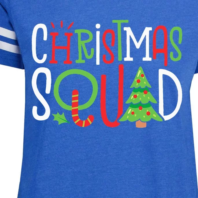 Christmas Squad Funny Xmas Tree Family Matching Pajamas Enza Ladies Jersey Football T-Shirt