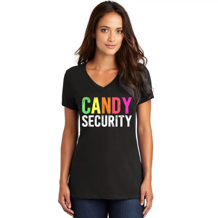 Candy Security Funny Halloween Costume Party Women's V-Neck T-Shirt