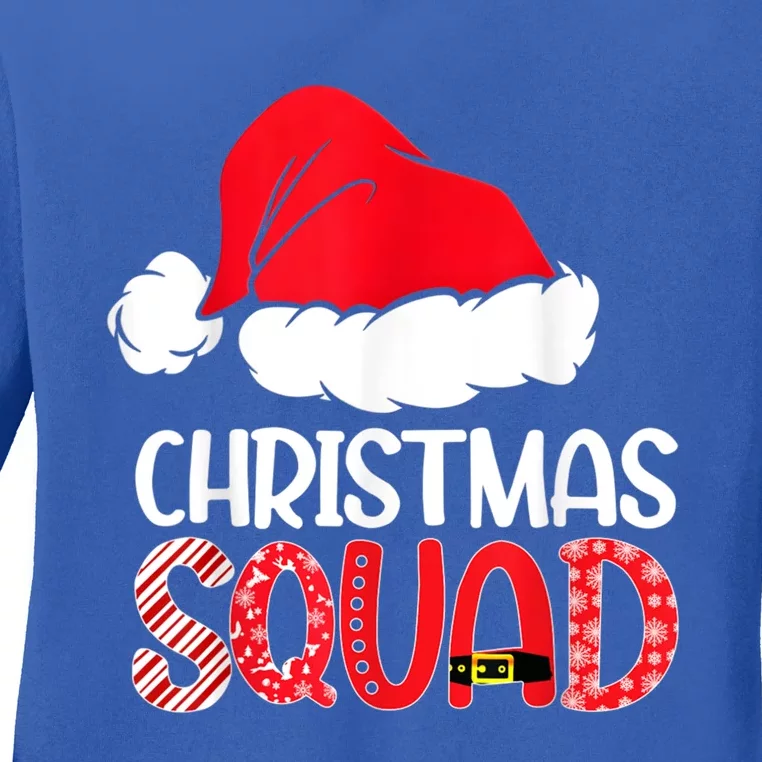 Christmas Squad Family Group Matching Cool Gift Santa Hat Xmas Gift Ladies Long Sleeve Shirt