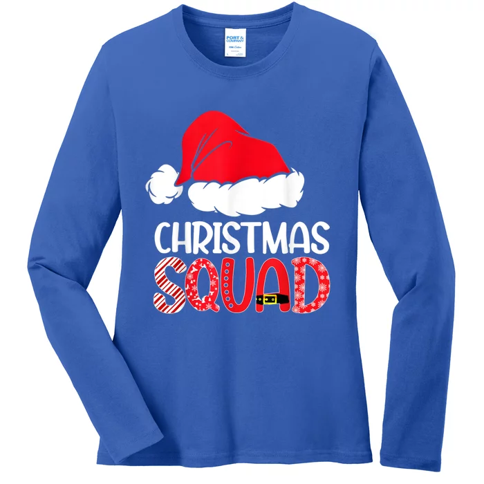 Christmas Squad Family Group Matching Cool Gift Santa Hat Xmas Gift Ladies Long Sleeve Shirt