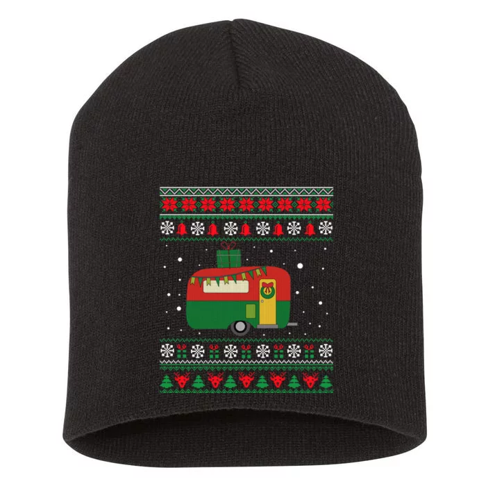 Christmas Sweater Funny Camping Camper Gift Short Acrylic Beanie