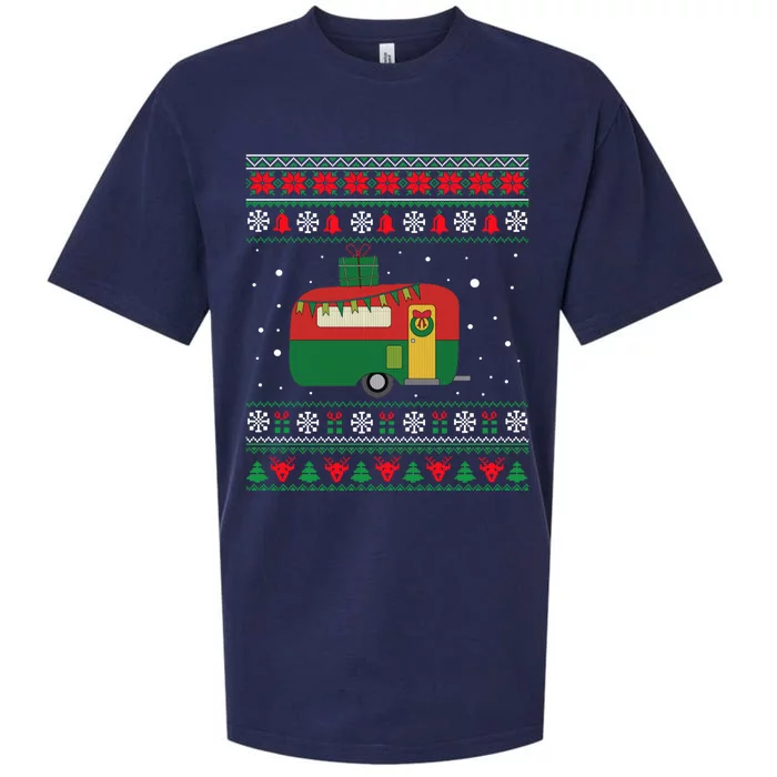 Christmas Sweater Funny Camping Camper Gift Sueded Cloud Jersey T-Shirt