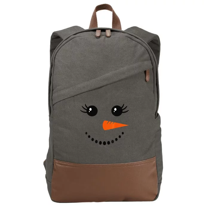 Cute Snowman Face Carrot Nose Christmas Pajamas Funny Cotton Canvas Backpack