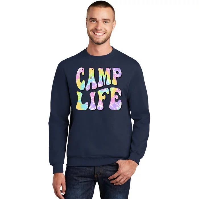 Camping Summer For Summer Camp Tiedie Retro Tall Sweatshirt