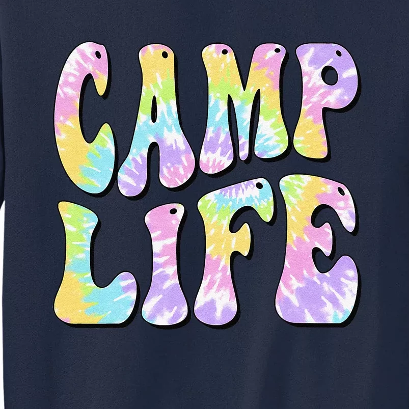 Camping Summer For Summer Camp Tiedie Retro Tall Sweatshirt