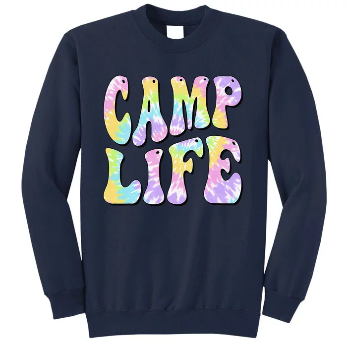 Camping Summer For Summer Camp Tiedie Retro Tall Sweatshirt