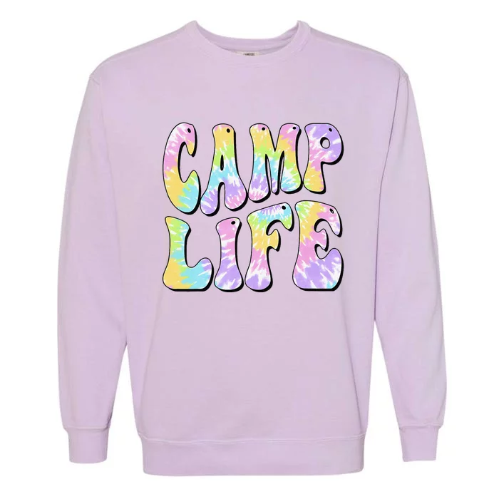 Camping Summer For Summer Camp Tiedie Retro Garment-Dyed Sweatshirt