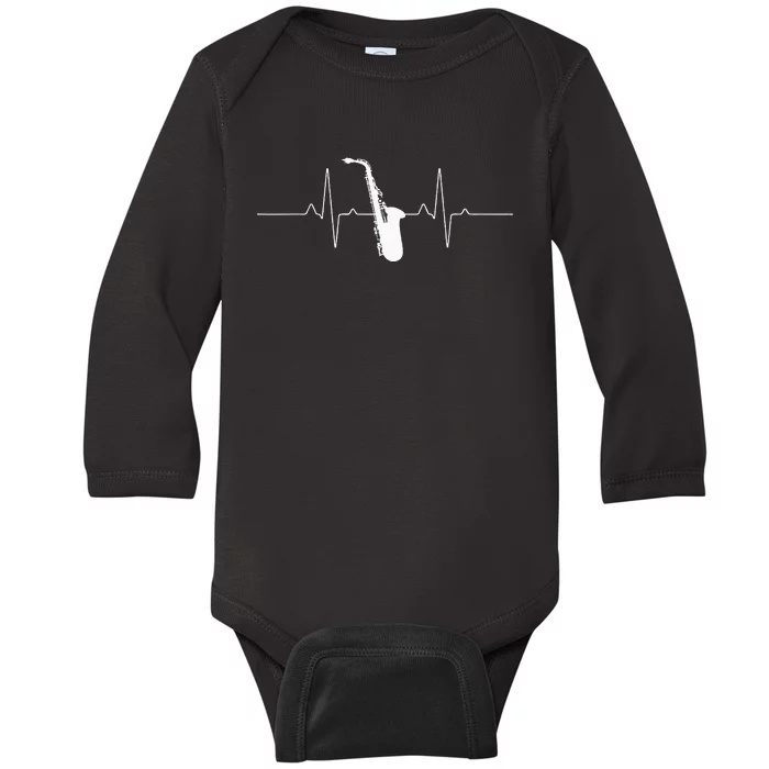 Cool Saxophone For Men Women Jazz Blues Music Band Heartbeat Baby Long Sleeve Bodysuit