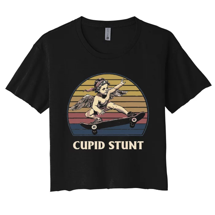 Cupid Stunt Funny Sarcastic Offensive Humor Embarrassing Women's Crop Top Tee