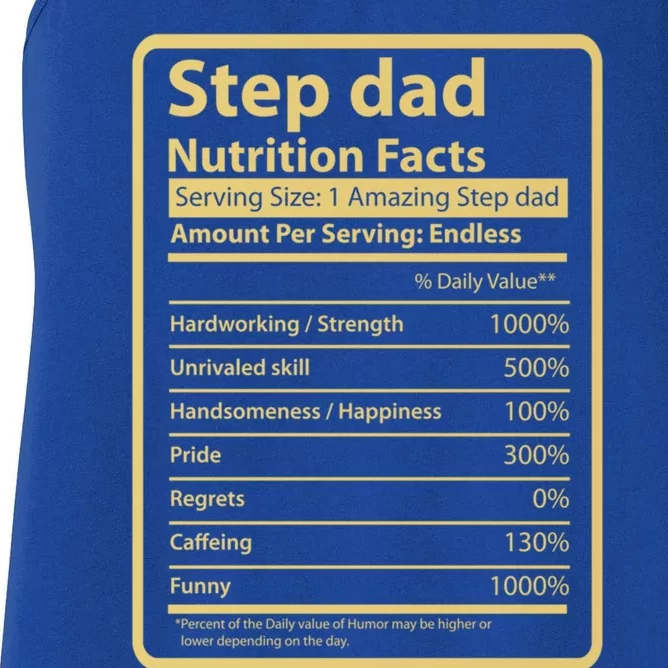 Cool Stepdad Funny FatherS Day Step Dad Nutritional Facts Cute Gift Women's Racerback Tank