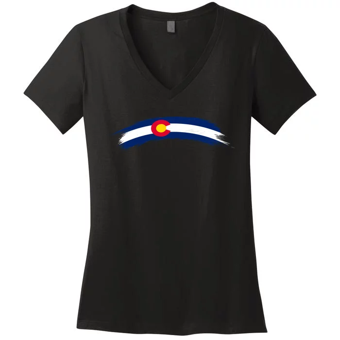 Colorado State Flag Distressed Women's V-Neck T-Shirt