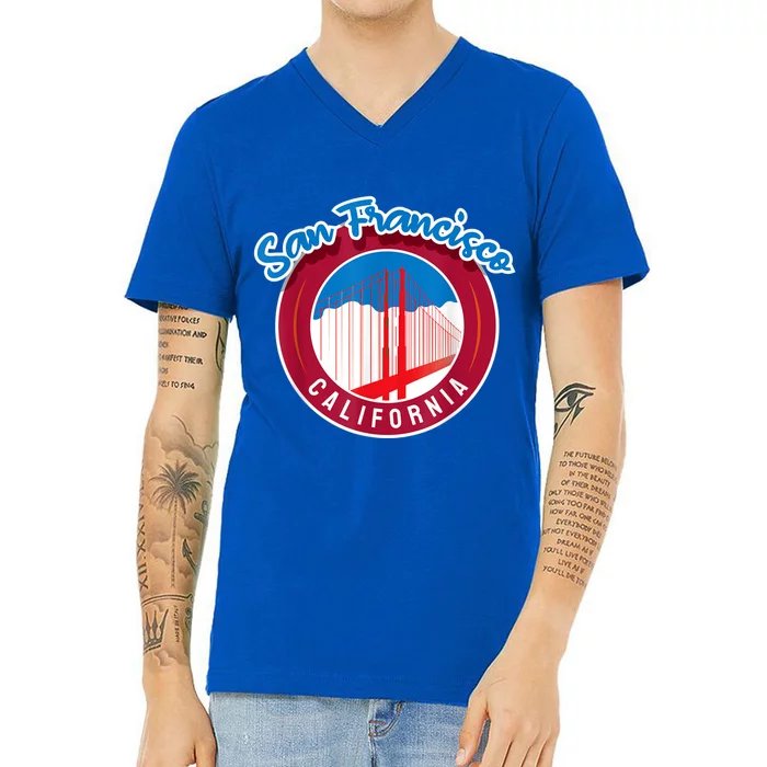 California San Francisco City Gift Bridge Souvenir SF V-Neck T-Shirt