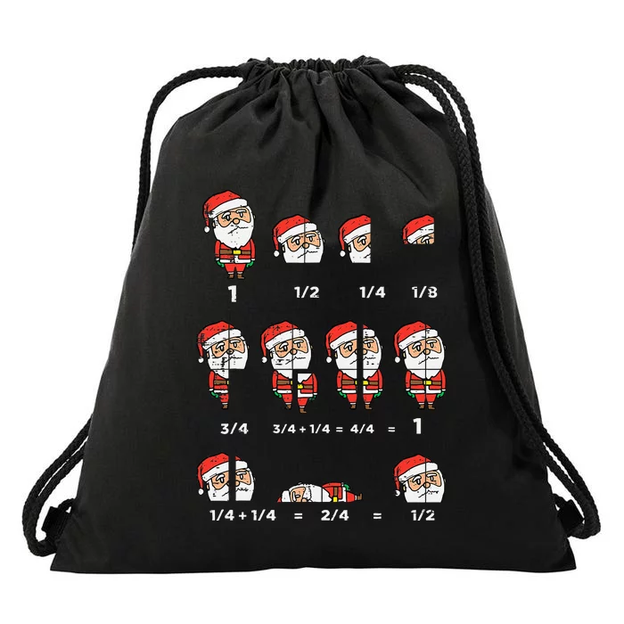 Christmas Santa Fraction Funny Xmas Math Teacher Drawstring Bag