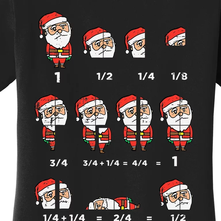 Christmas Santa Fraction Funny Xmas Math Teacher Women's T-Shirt