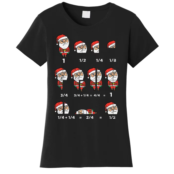 Christmas Santa Fraction Funny Xmas Math Teacher Women's T-Shirt