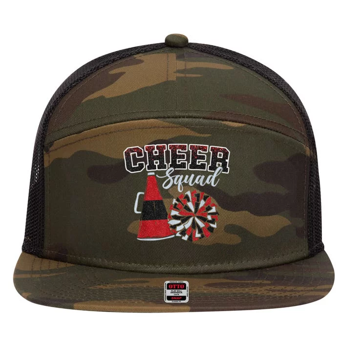 Cheer Squad Funny Cheerleader Cheerleading Red Women Girl 7 Panel Mesh Trucker Snapback Hat