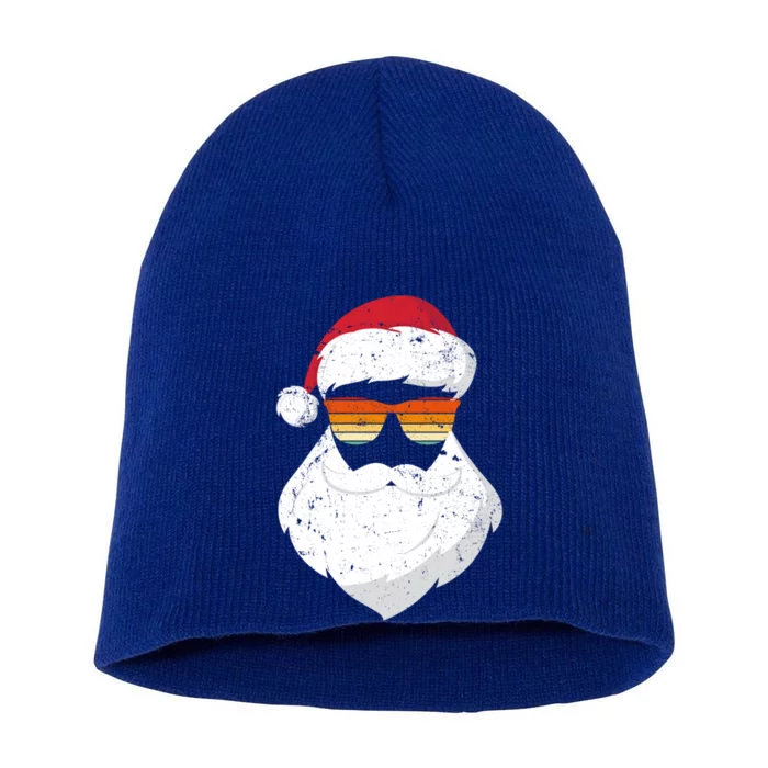 Christmas Santa Face Retro Sunglasses Xmas Pajamas Gift Short Acrylic Beanie