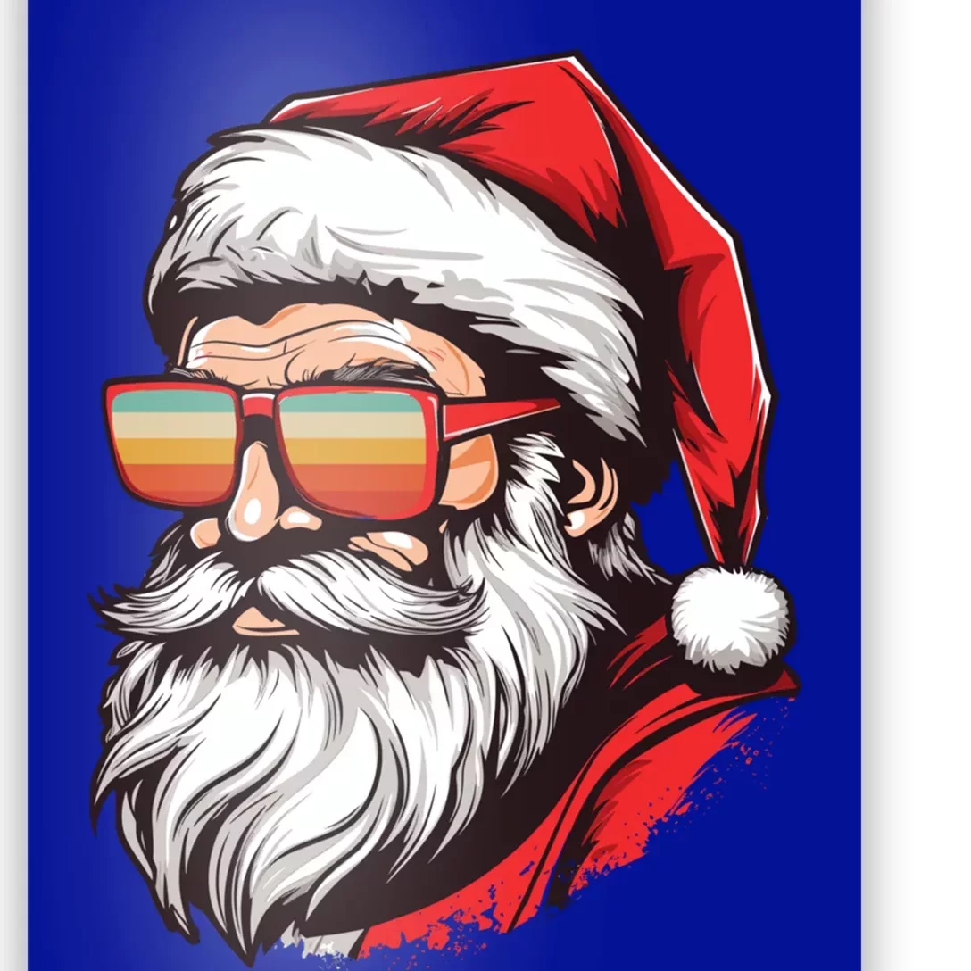 Christmas Santa Face Retro Sunglasses Xmas Gift Poster