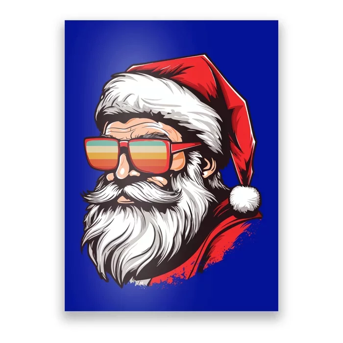 Christmas Santa Face Retro Sunglasses Xmas Gift Poster