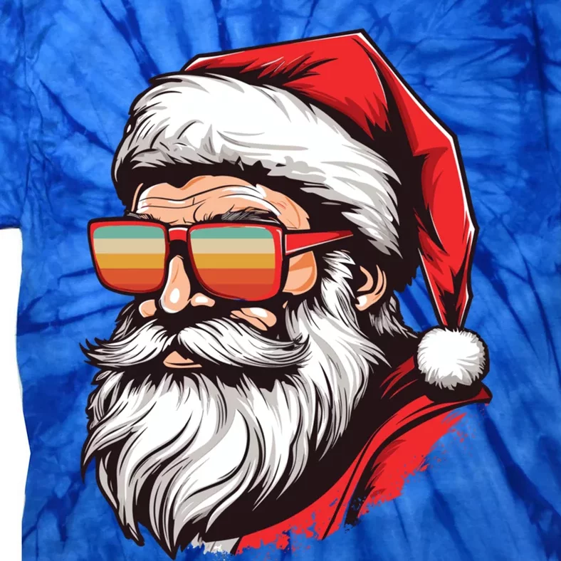 Christmas Santa Face Retro Sunglasses Xmas Gift Tie-Dye T-Shirt