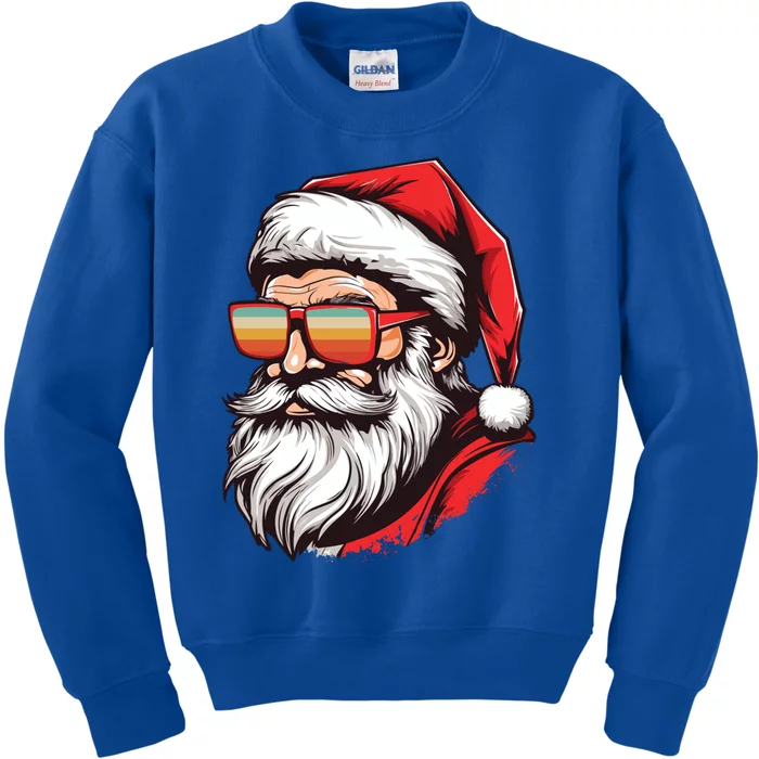 Christmas Santa Face Retro Sunglasses Xmas Gift Kids Sweatshirt