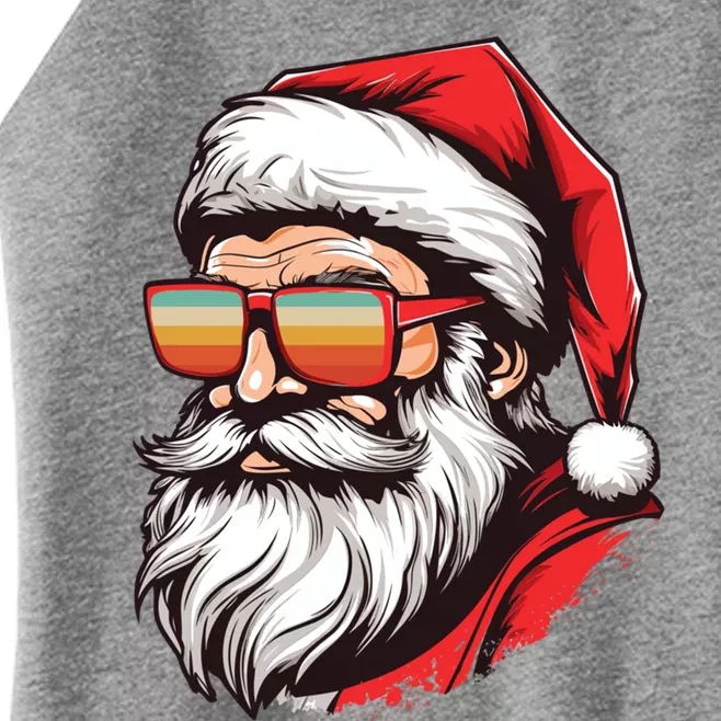 Christmas Santa Face Retro Sunglasses Xmas Gift Women’s Perfect Tri Rocker Tank