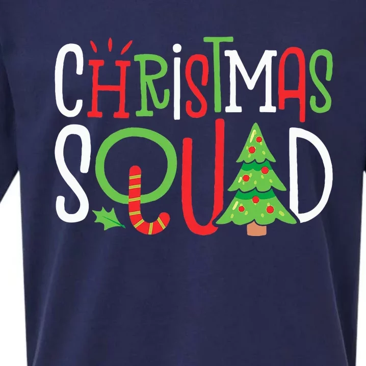 Christmas Squad Funny Xmas Tree Family Matching Pajamas Sueded Cloud Jersey T-Shirt