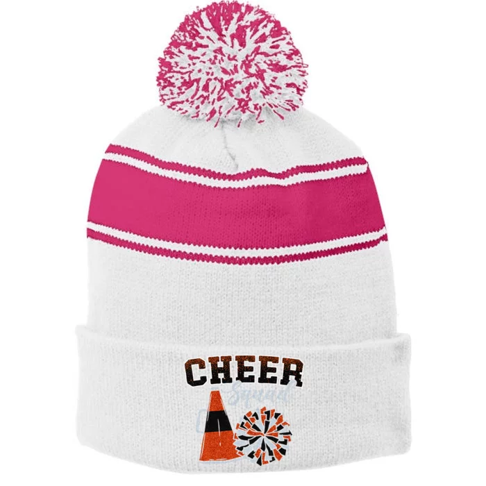 Cheer Squad Funny Cheerleader Cheerleading Stripe Pom Pom Beanie