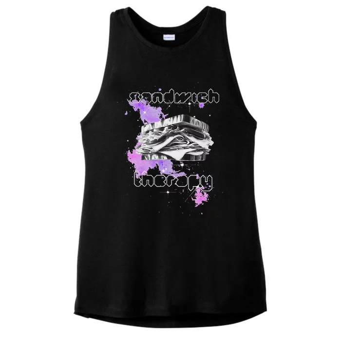 Cosmic Space Food Sandwich In Retro Vintage Galaxy Nebula Ladies Tri-Blend Wicking Tank